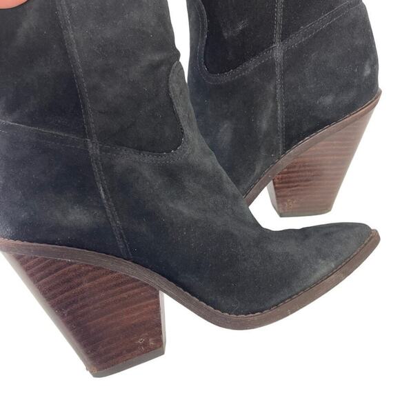 Sam Edelman Black Indigo Suede Leather Knee High Pointed Toe Boot Size 8.5 - Picture 10 of 16